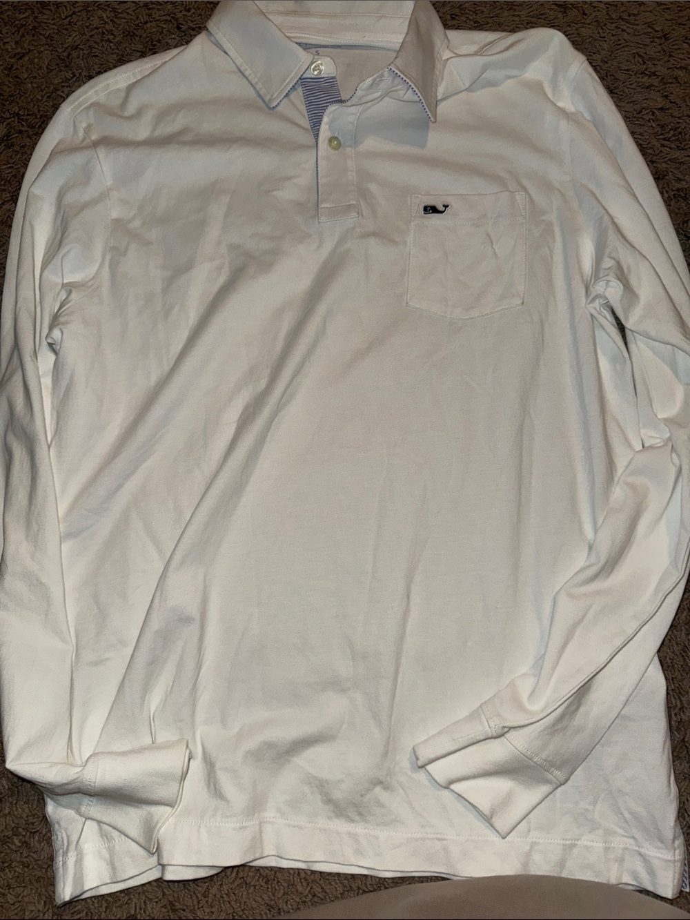 Vineyard Vines Men’s White Long-Sleeve Polo with Chest Pocket